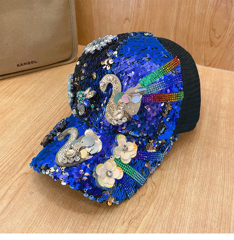 Rhinestone Sequins Women's Cap Sunshade - Image 7