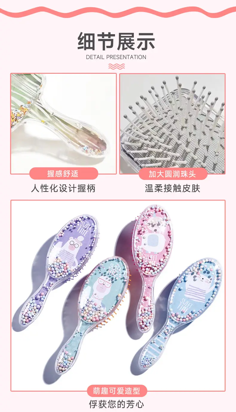 Cartoon Transparent Hair Comb with Anti-Knot Design — feature 9