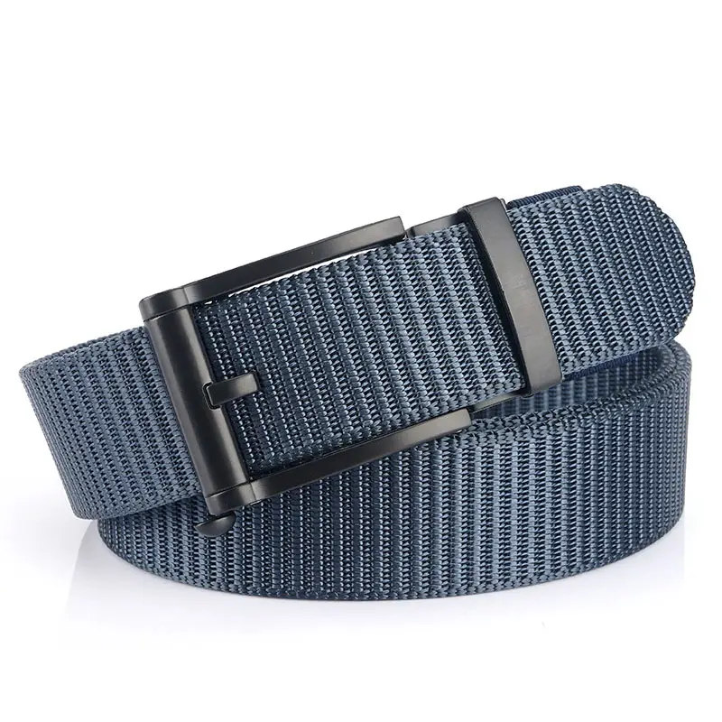 Men's Blue Nylon Belt with Black Alloy Buckle