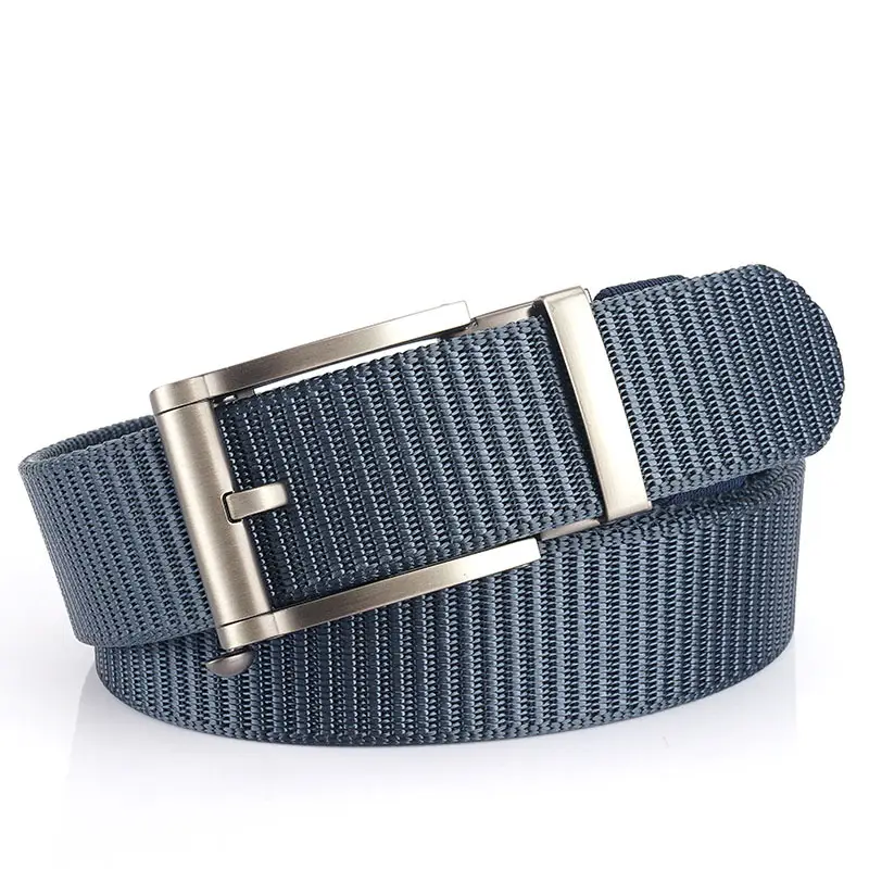 Men's Blue Nylon Belt with Black Alloy Buckle