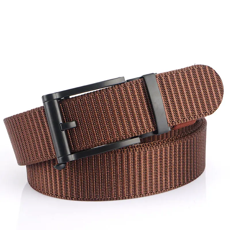 Men's Blue Nylon Belt with Black Alloy Buckle