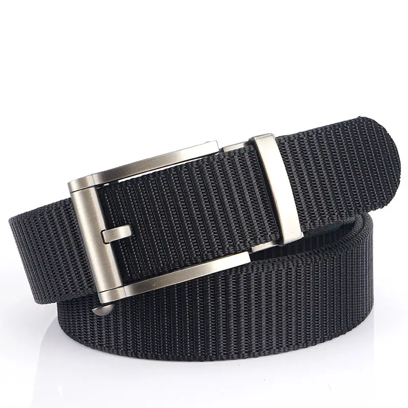Men's Blue Nylon Belt with Black Alloy Buckle