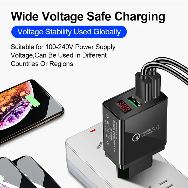 5V3.1A Digital Display Charger 3Usb Fast Charging - Image 9