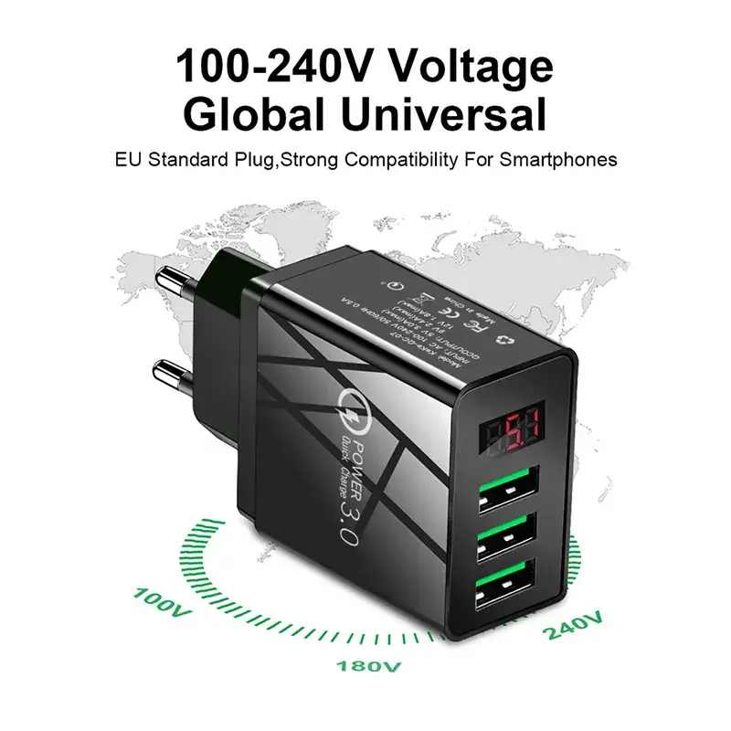 5V3.1A Digital Display Charger 3Usb Fast Charging - Image 10