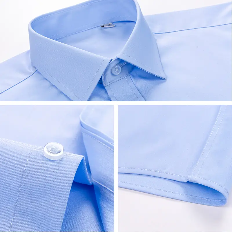 Men's Bamboo Fiber Long Sleeve White Shirt Summer Stretch - Image 9