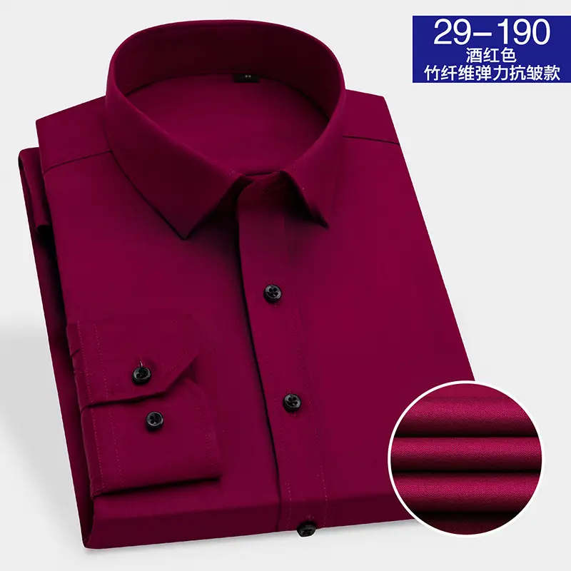 Men's Bamboo Fiber Long Sleeve White Shirt Summer Stretch - Image 4