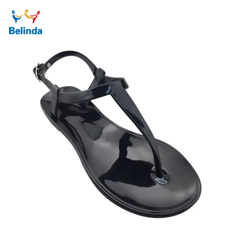 Temu Dropshipping Amazon Fashion Women's Pvc Flat Sandals Summer Jelly Slippers T-Strap Design - Image 2