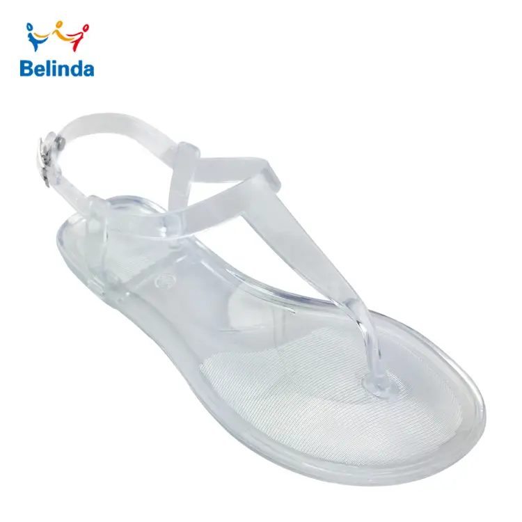 Temu Dropshipping Amazon Fashion Women's Pvc Flat Sandals Summer Jelly Slippers T-Strap Design - Image 3