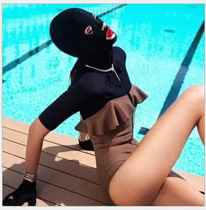 Wholesale swimming Hood waterproof female Sun mask swimming cap snorkeling diving Face Kini