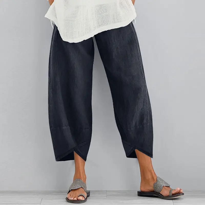 Women's Maroon Loose Fit Casual Pants Large - Image 26