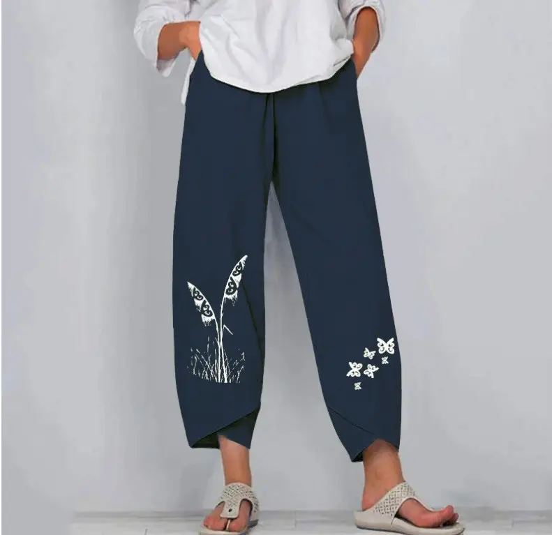 Women's Maroon Loose Fit Casual Pants Large - Image 16