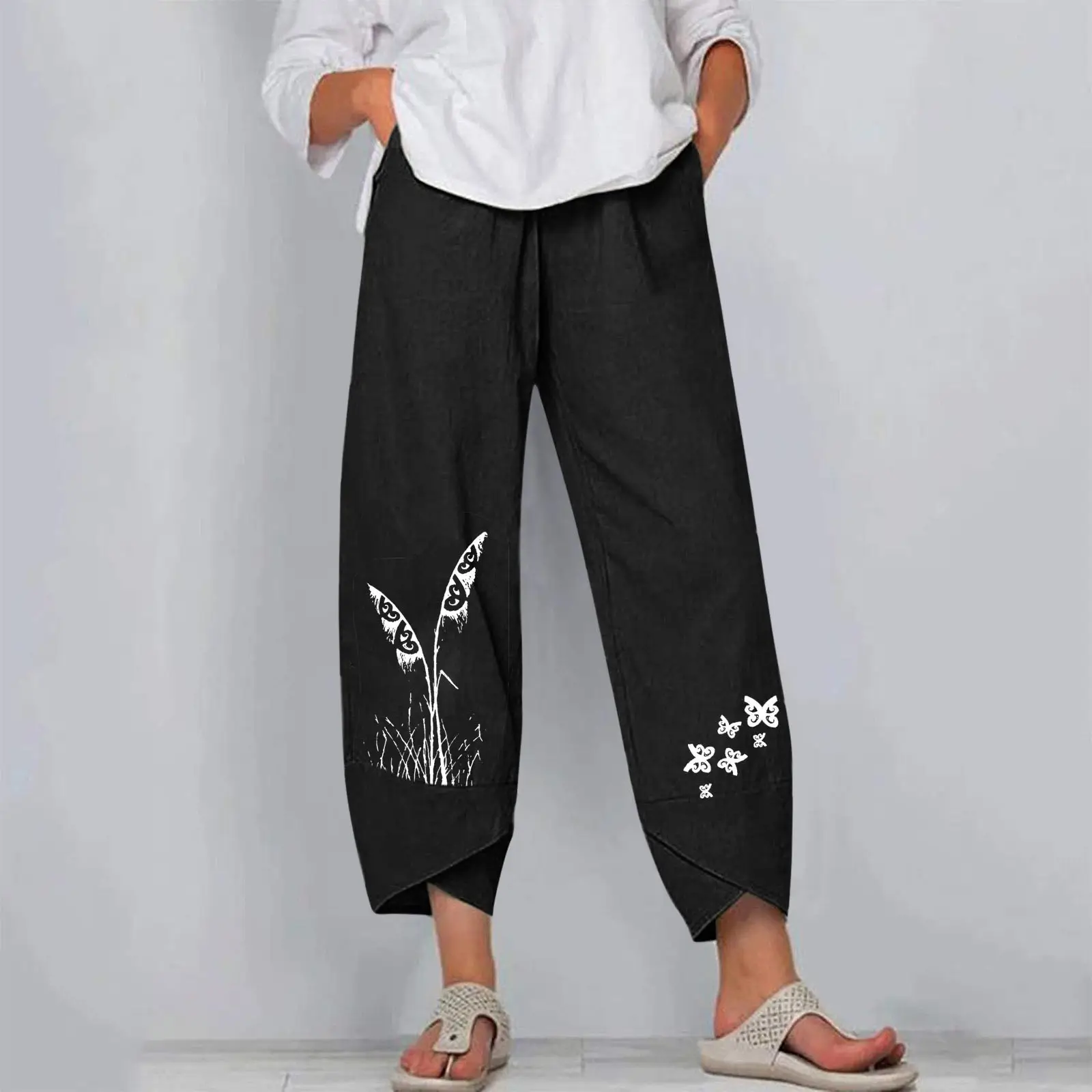 Women's Maroon Loose Fit Casual Pants Large - Image 17