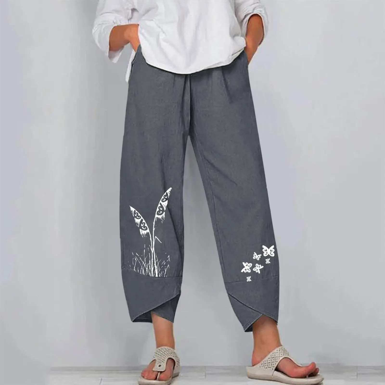Women's Maroon Loose Fit Casual Pants Large - Image 18