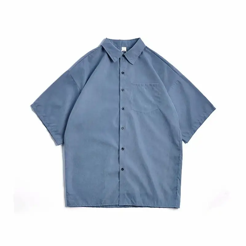 Men's Black Korean Style Short Sleeve Shirt Large