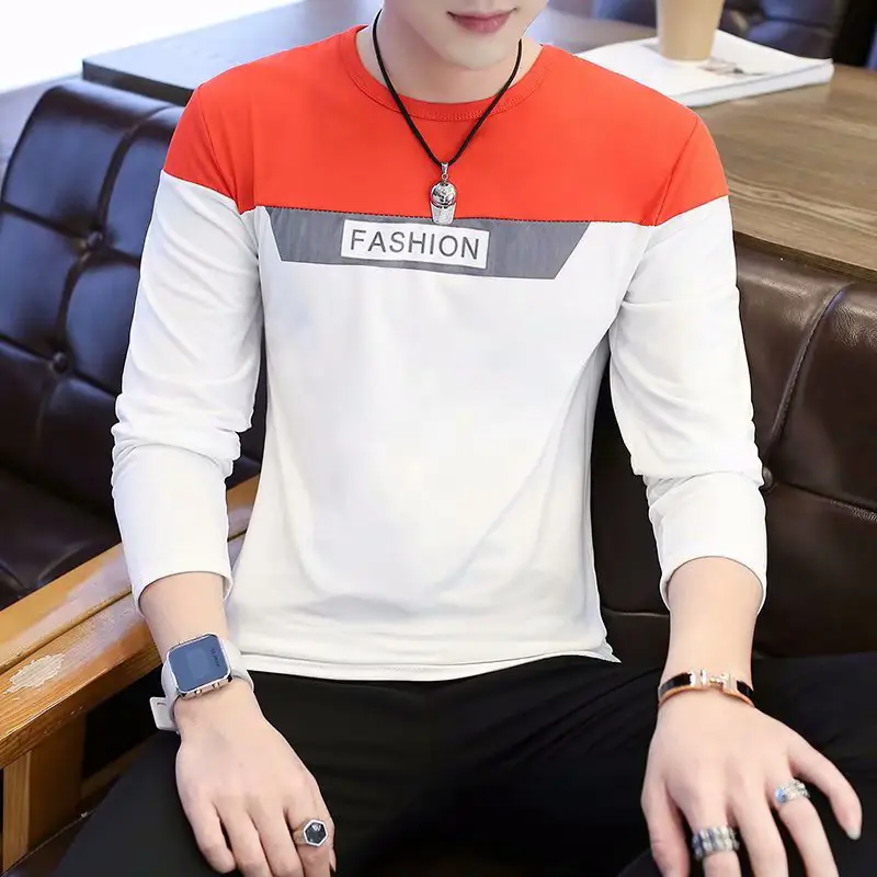 Men's 2020 Long Sleeve T-Shirt Black Grey Fashion Letter Bottom - Image 4