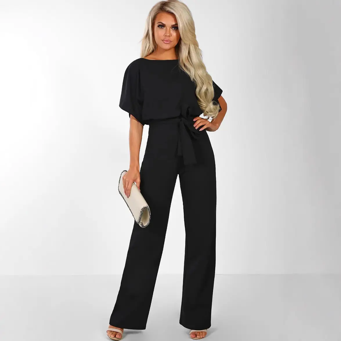 Women's Beige Lace-Up Jumpsuit Spring Summer - Image 9