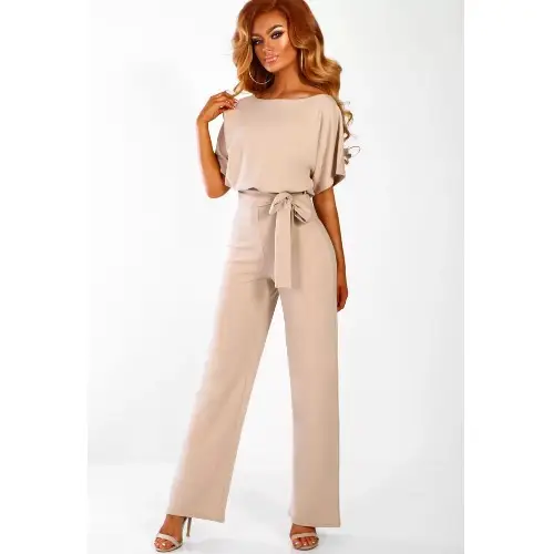 Women's Beige Lace-Up Jumpsuit Spring Summer - Image 5