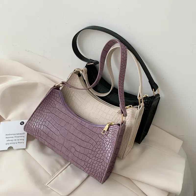 Purple Croc Leather Shoulder Bag for Women 2020 - Image 4
