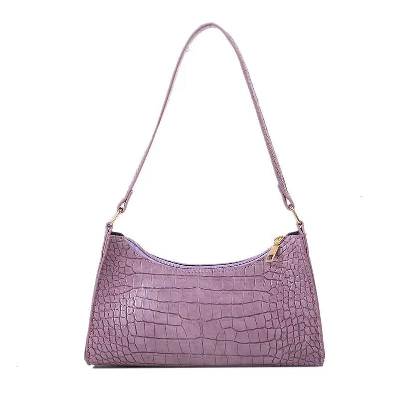 Purple Croc Leather Shoulder Bag for Women 2020 - Image 8