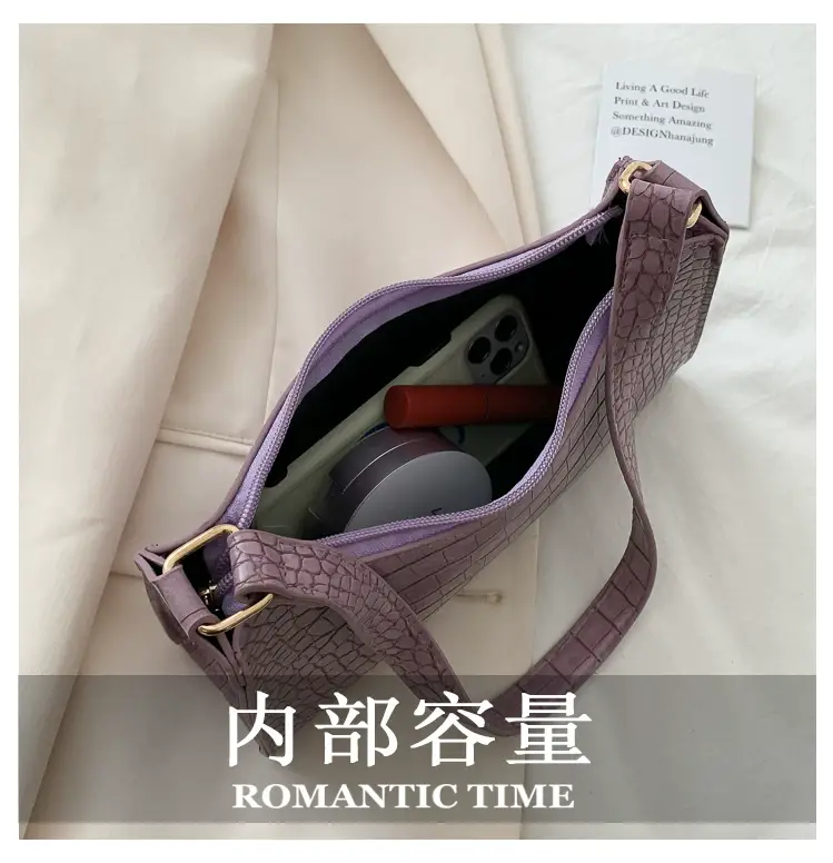 Purple Croc Leather Shoulder Bag for Women 2020 — feature 10