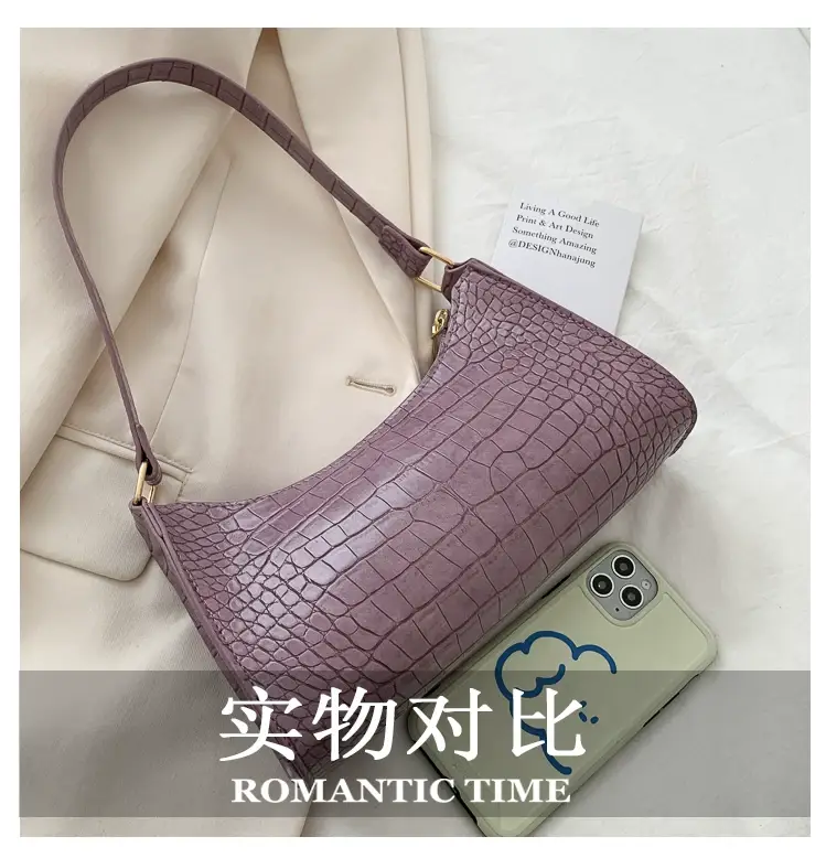 Purple Croc Leather Shoulder Bag for Women 2020 — feature 11