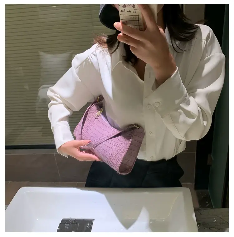 Purple Croc Leather Shoulder Bag for Women 2020 — feature 23