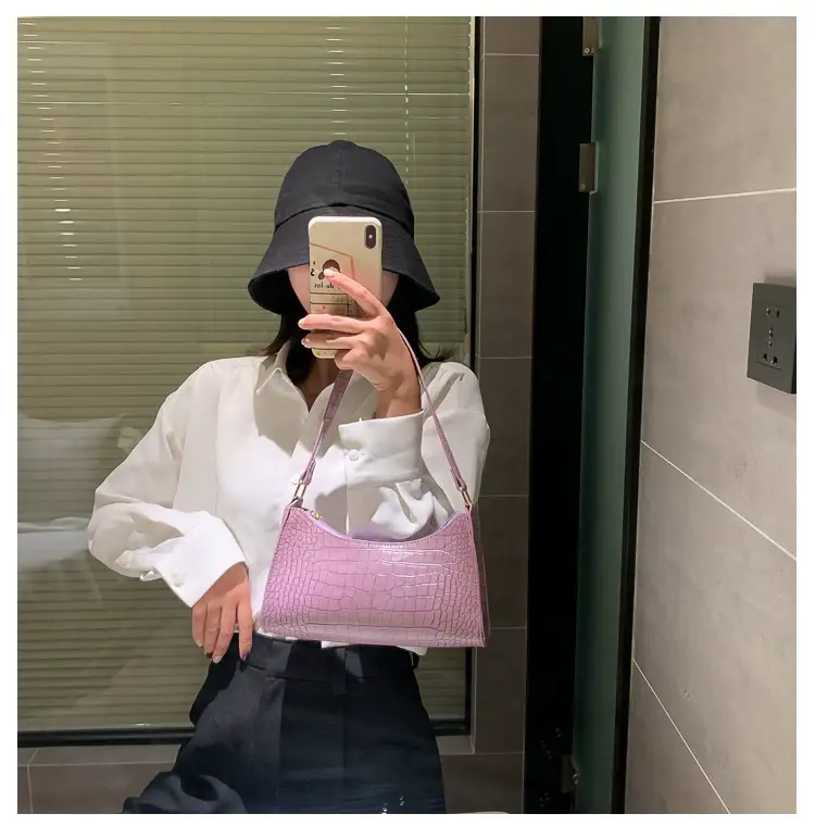 Purple Croc Leather Shoulder Bag for Women 2020 — feature 24