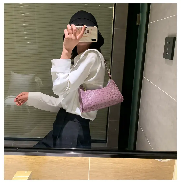 Purple Croc Leather Shoulder Bag for Women 2020 — feature 25