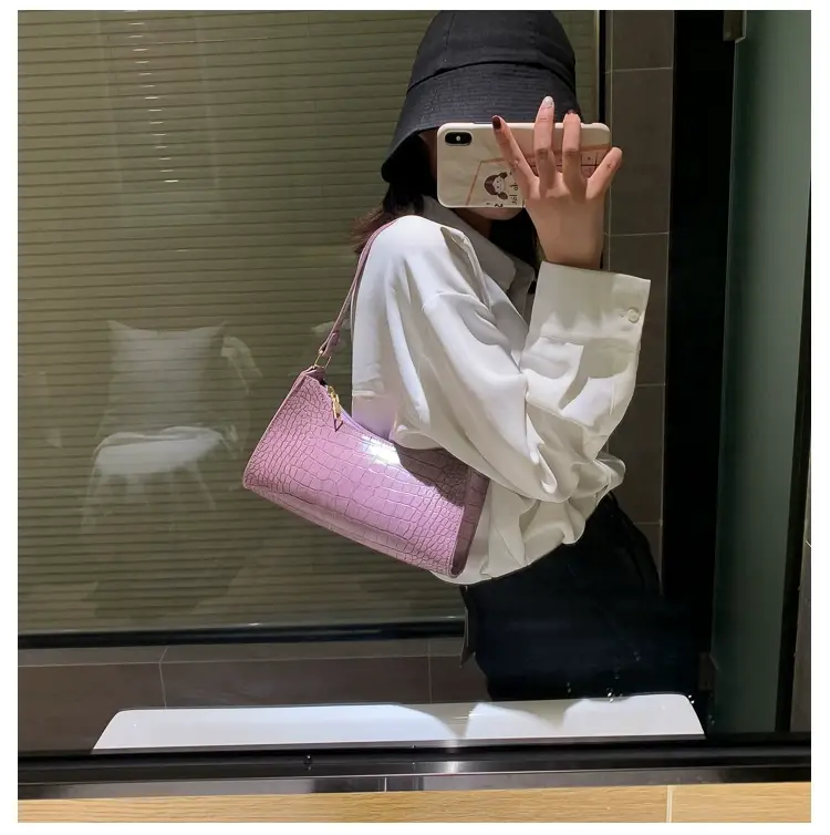 Purple Croc Leather Shoulder Bag for Women 2020 — feature 29