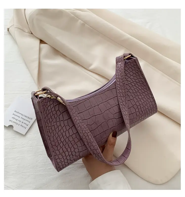 Purple Croc Leather Shoulder Bag for Women 2020 — feature 38