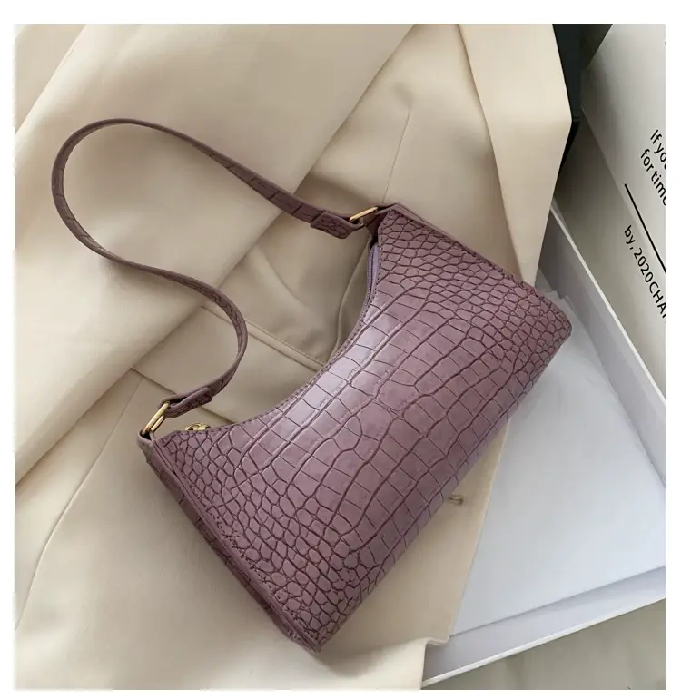 Purple Croc Leather Shoulder Bag for Women 2020 — feature 41