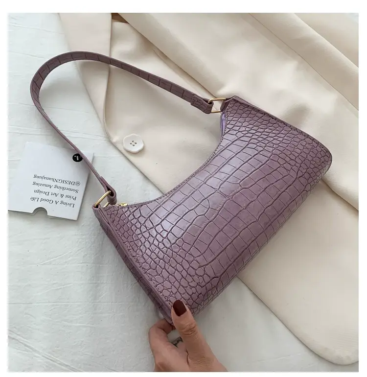 Purple Croc Leather Shoulder Bag for Women 2020 — feature 46