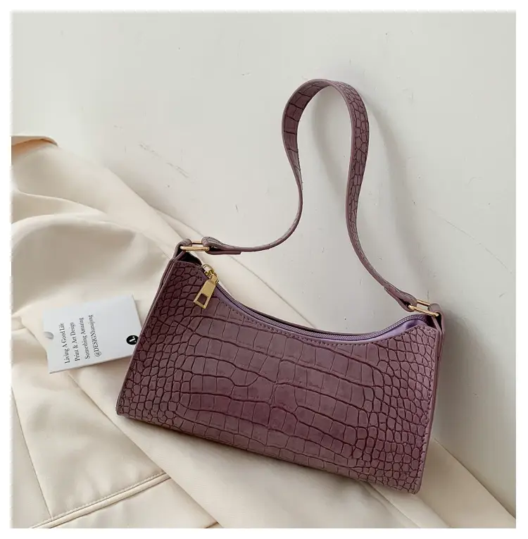 Purple Croc Leather Shoulder Bag for Women 2020 — feature 49