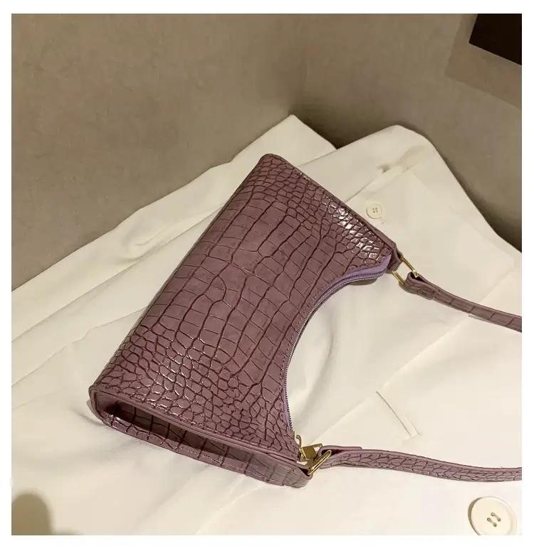 Purple Croc Leather Shoulder Bag for Women 2020 — feature 54