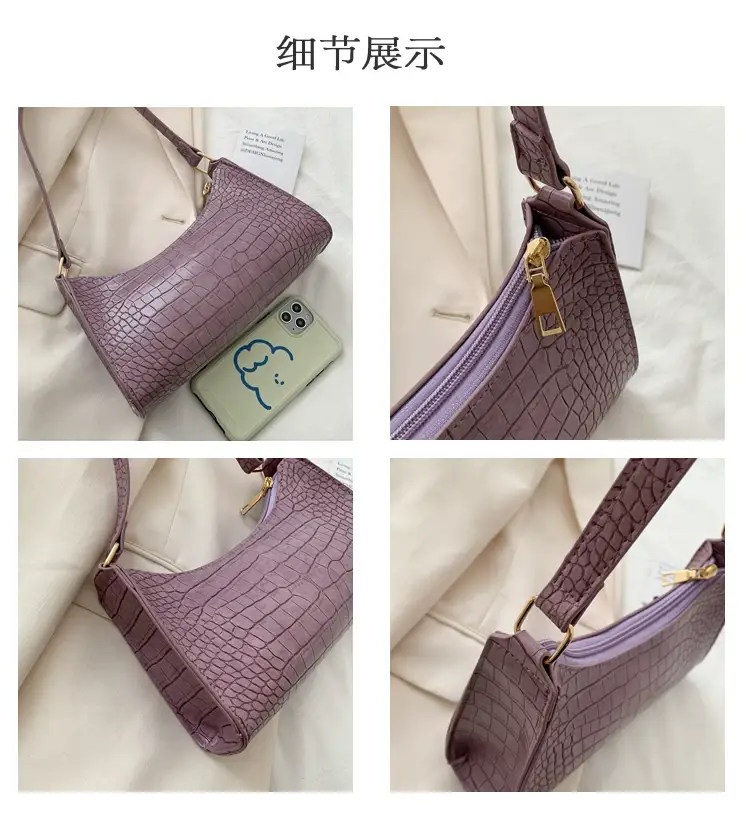 Purple Croc Leather Shoulder Bag for Women 2020 — feature 56