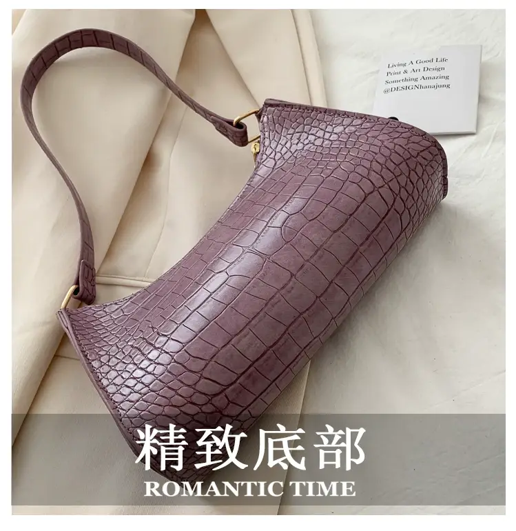 Purple Croc Leather Shoulder Bag for Women 2020 — feature 9