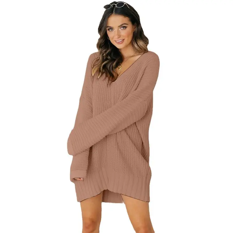 2023 V-Neck Long Sleeve Sweater Dress for Women - Image 9