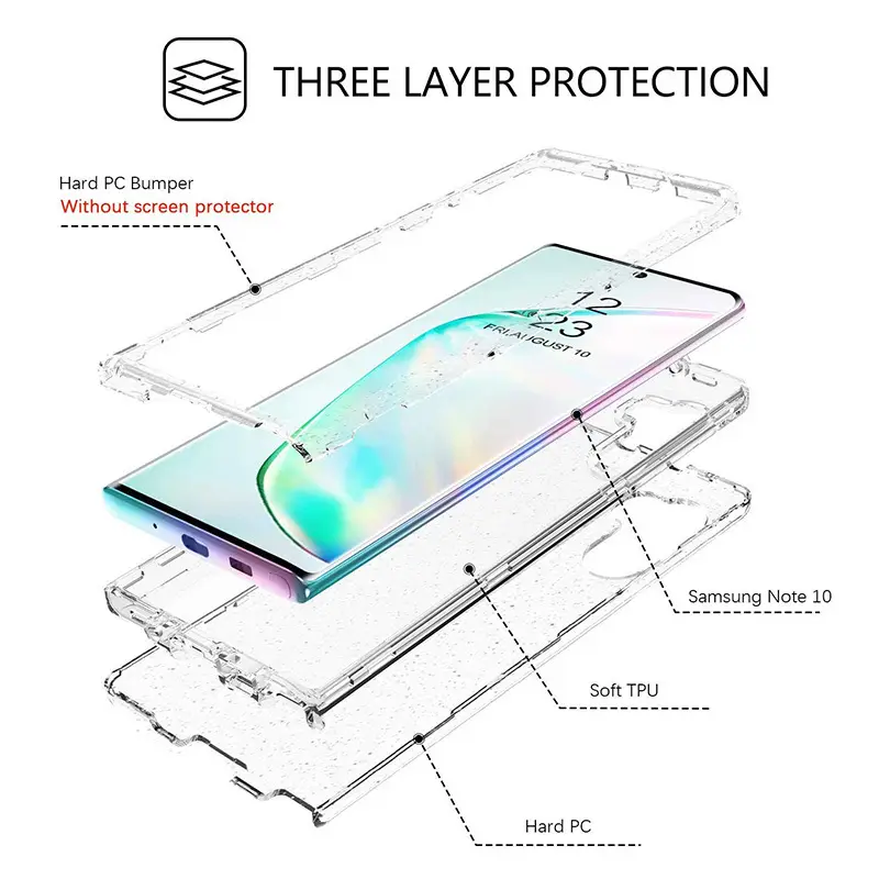 Samsung Note 10 Plus S25 Ultra Clear Glitter 3-in-1 Mobile Cover - Image 5