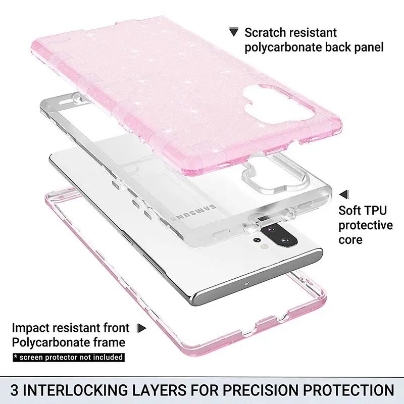 Samsung Note 10 Plus S25 Ultra Clear Glitter 3-in-1 Mobile Cover — feature 12