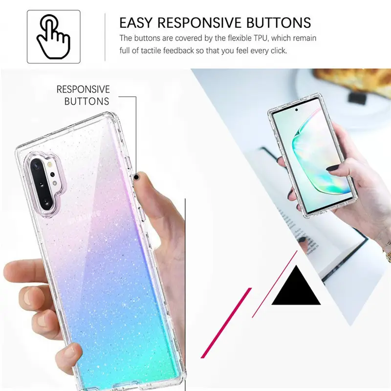Samsung Note 10 Plus S25 Ultra Clear Glitter 3-in-1 Mobile Cover — feature 7