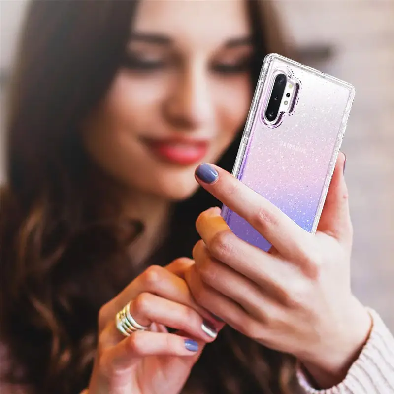 Samsung Note 10 Plus S25 Ultra Clear Glitter 3-in-1 Mobile Cover — feature 9
