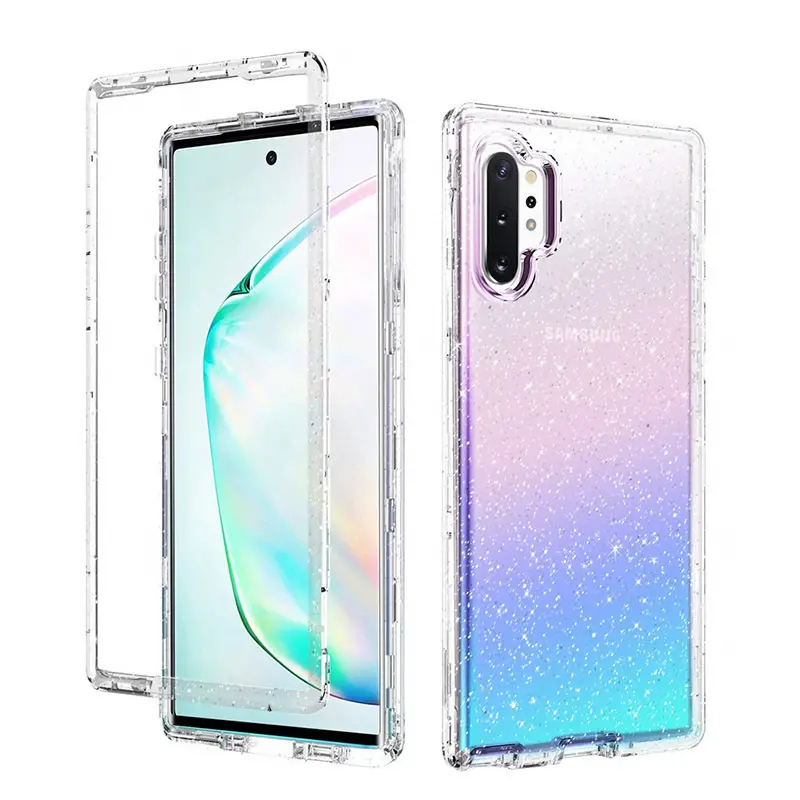 Samsung Note 10 Plus S25 Ultra Clear Glitter 3-in-1 Mobile Cover — feature 4