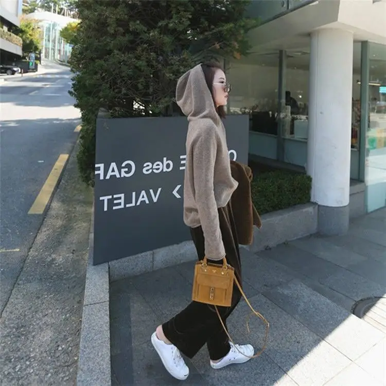 White Knitted Hooded Sweatshirt Women's Winter Top — feature 22