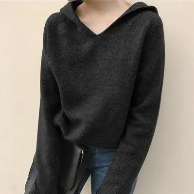 White Knitted Hooded Sweatshirt Women's Winter Top - Image 5