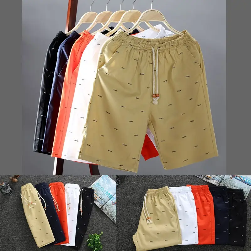 Men Cotton Printed Shorts Beige Summer Casual Pants - Image 6