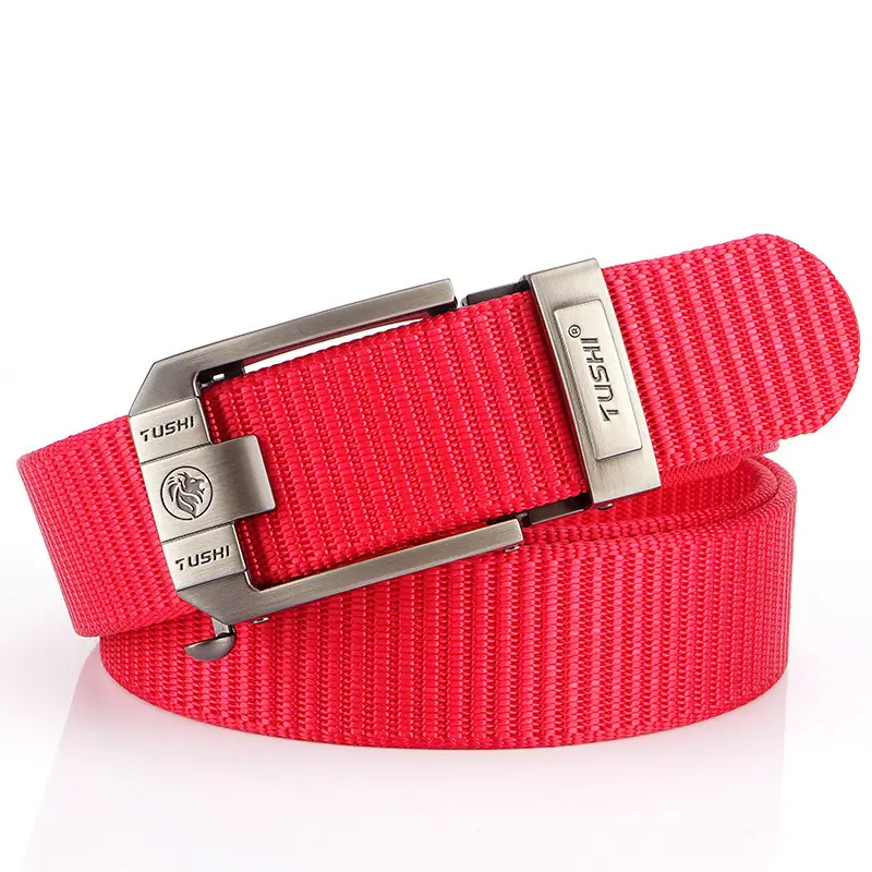 Red 3.5" Thickened Nylon Belt with Automatic Buckle