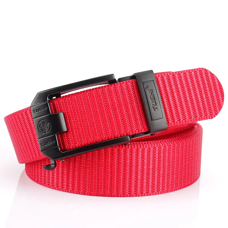 Red 3.5" Thickened Nylon Belt with Automatic Buckle
