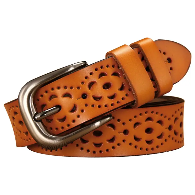 Red Leather Belt for Women with Metal Buckle - Image 10