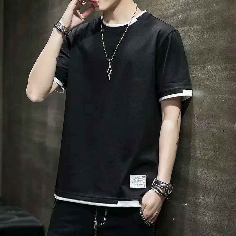 Men White Moon Print T-Shirt Half Sleeve Summer Wear