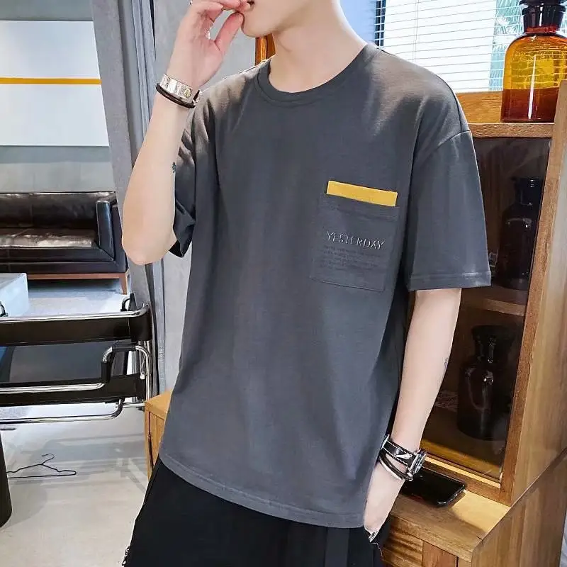 Men White Moon Print T-Shirt Half Sleeve Summer Wear